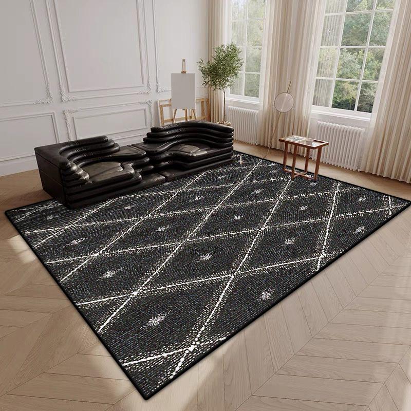Modern Simple Style Plaid Pattern Decor Rug for Living Room Soft Easy Clean Sofa Table Mat Big Size Cloakroom Non-slip Carpet