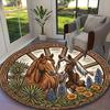 1pc Digital Printed Chair Rug for Home Office Use, Desert Floral Equine Horse Carpet Appropriate for All Seasons, Soft Round Carpet