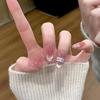Ice Jade White Tea Nude Cat Eye Nail Art – Blush Brightening Ice Translucent Style, Pure Handmade