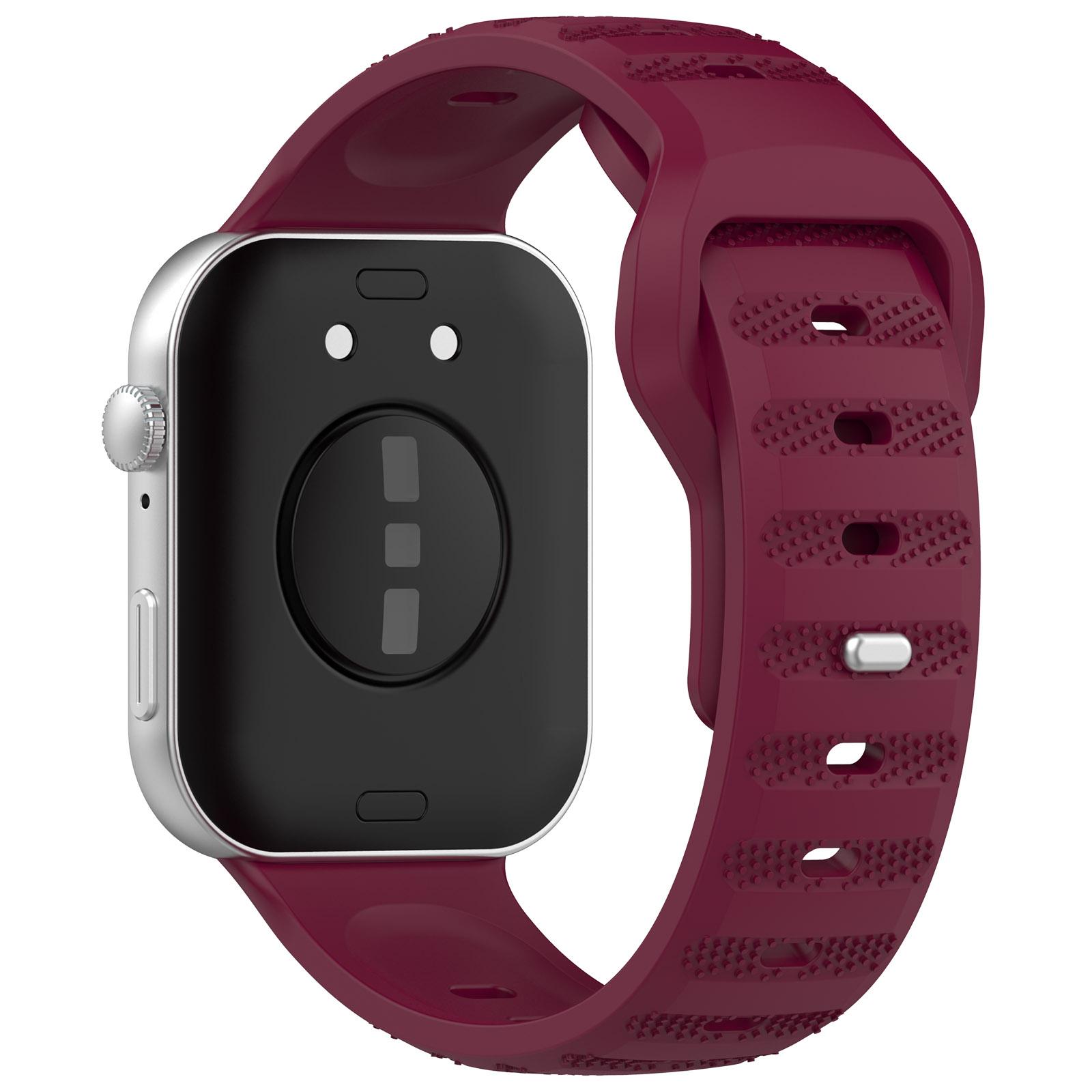 

KALEBOL For Huawei Watch Fit 3 Silicone Watch Band Spot Patterned Wrist Strap Wine Red