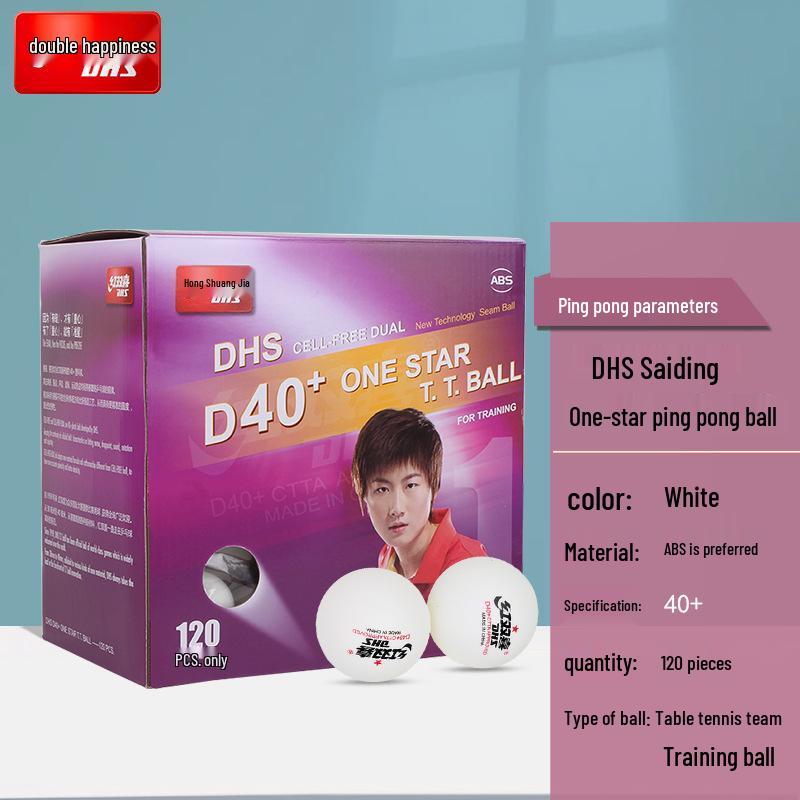 Genuine Double Happiness Competition Double Happiness Table Tennis Balls, 120 Large D40+ One-Star Training Balls