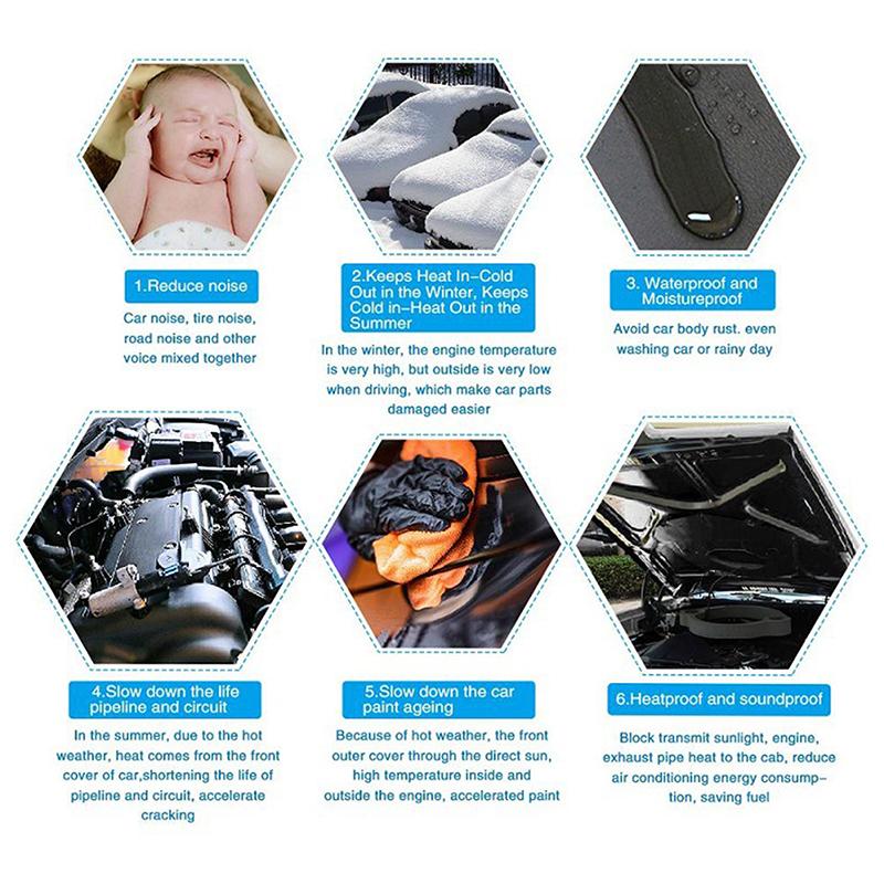 1Roll 20Mm Car Hood Engine Firewall Heat Mat Deadener Sound Noise Proof Insulation Deadening Soundproofing Foam 100X50Cm 80X50Cm