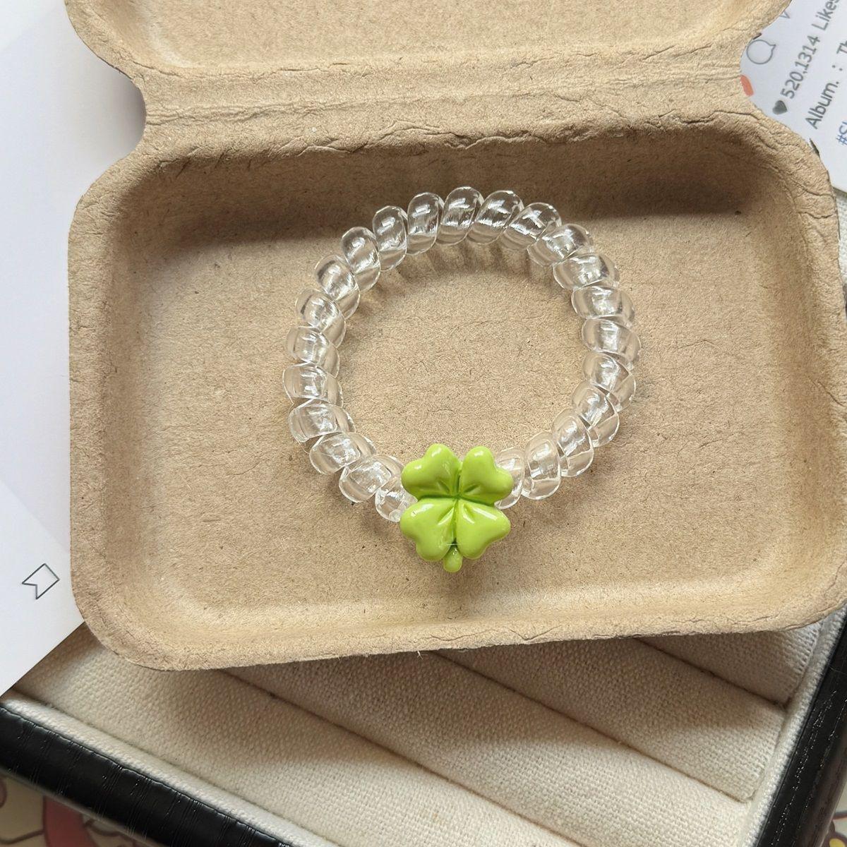 Translucent Four-Leaf Clover Elastic Hair Tie & Headband
