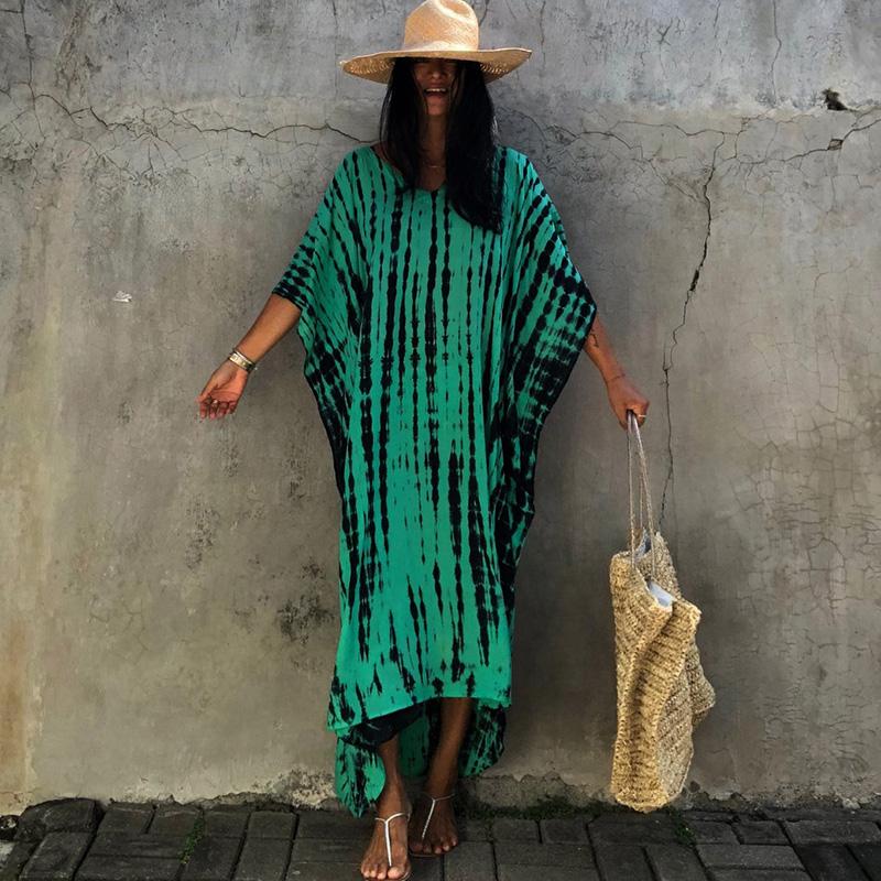 Šaty Bohemian Beach Kaftan pro ženy Barva na kravatu Letní Maxi Župan Letní Plavky Přikrývky Sváteční plavky