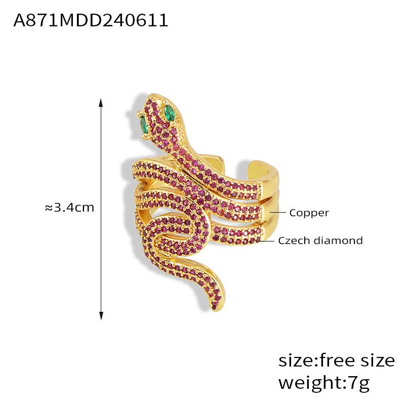 

Популярное кольцо-змеевик с медным позолоченным цирконием для женщин, легкие предметы роскоши No. 7