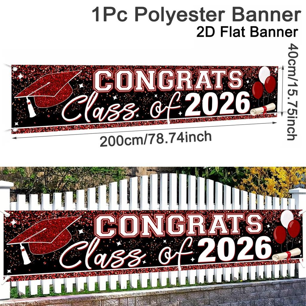 Happy Graduation Outdoor Banner Bachelor'S Cap Balloon Party Decorative Background Photography Graduate Party Supplies Gift