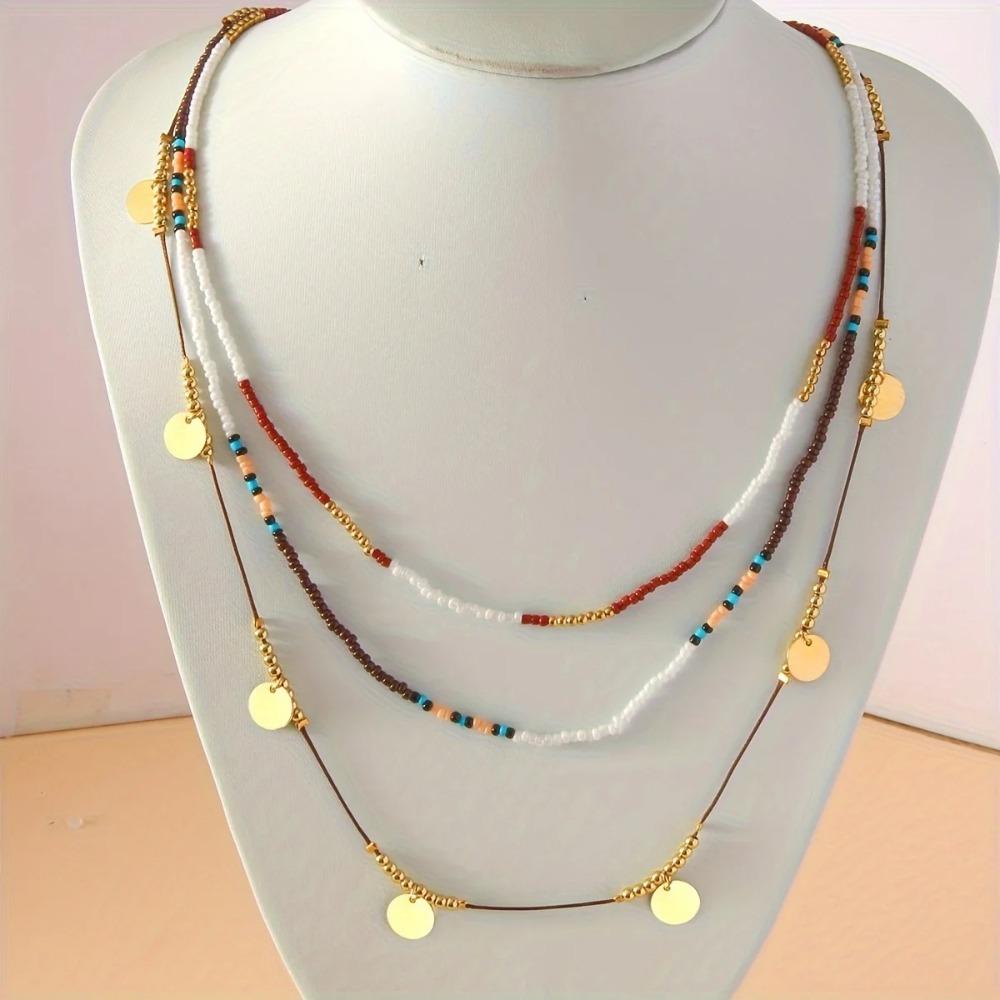 Multi-layer Clavicle Chain Jewelry Bohemian Necklaces Retro Bead Necklaces  Ladies