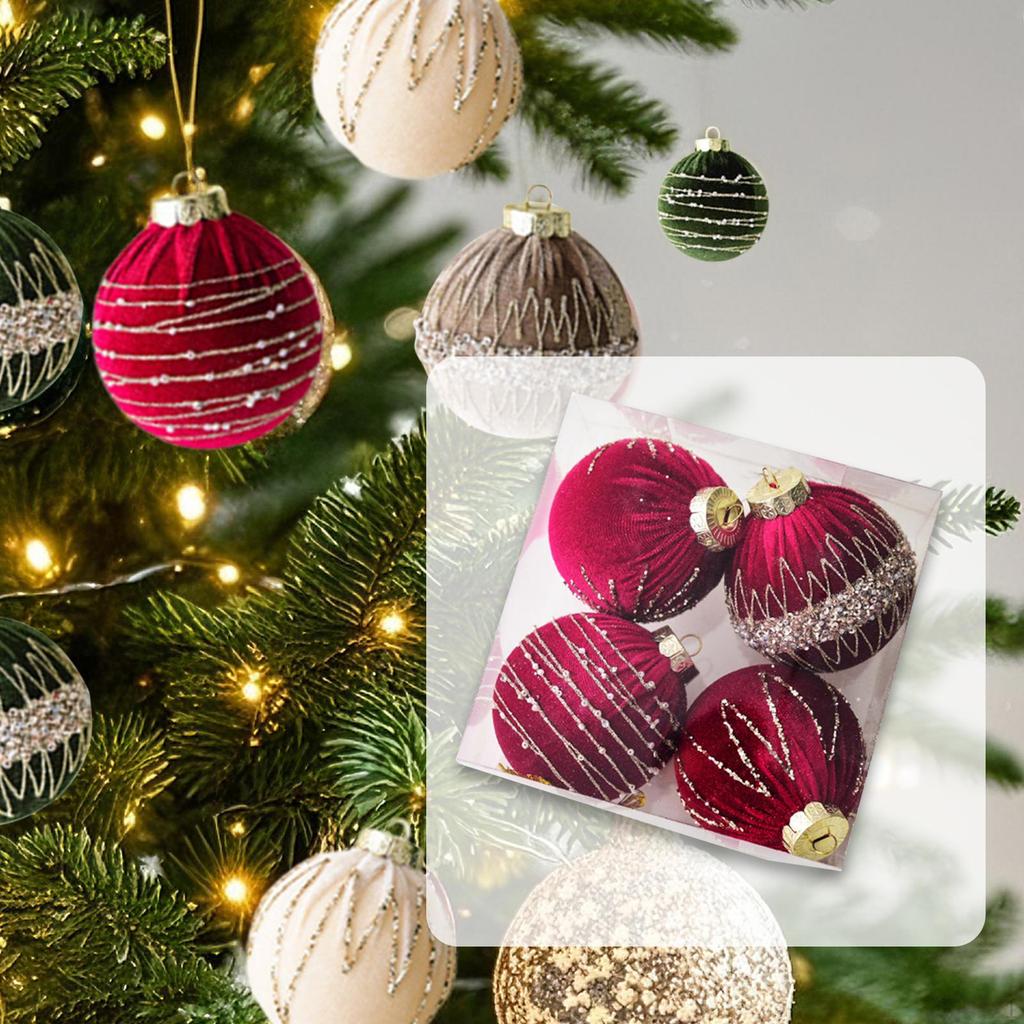 4 Stück Samt Weihnachtskugel Ornamente Baum DIY Heimdeko Weihnachtsdekorationen