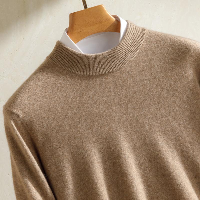 New 100 cashmere sweater semi-turtleneck teen high-end pure cashmere sweater men