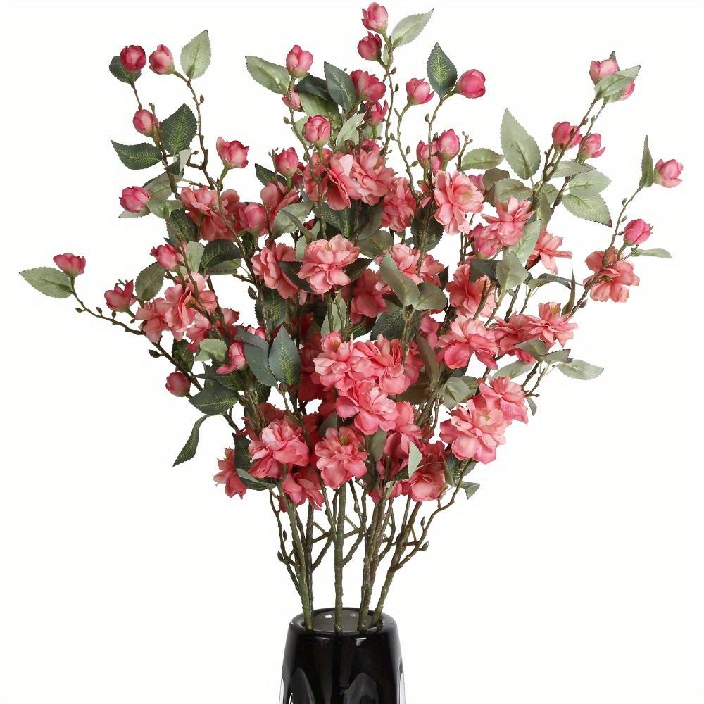 6 Pcs 90cm Silk Blossom Fake Flower Branches Artificial Camellia Flower with Long Stem for Home Wedding Arrangement Party Table Centerpiece Decoration