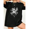 Oversized T Shirt Black Star Graphic Print With Inspirational Quote Casual Wear For Women