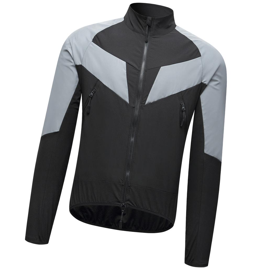 Reflective Windproof Sunscreen Outdoor Jacket Running Sports Coat Cycling Windbreaker Black L