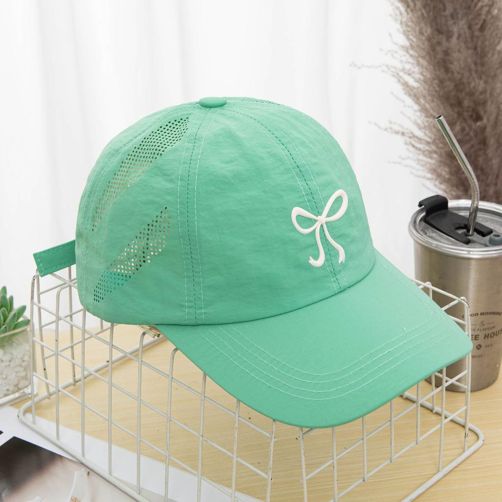Summer Thin Bowknot Quick-Drying Baseball Cap for Women Sun-Poof Peaked Cap Leisure Students Sport Travel Sun Hat