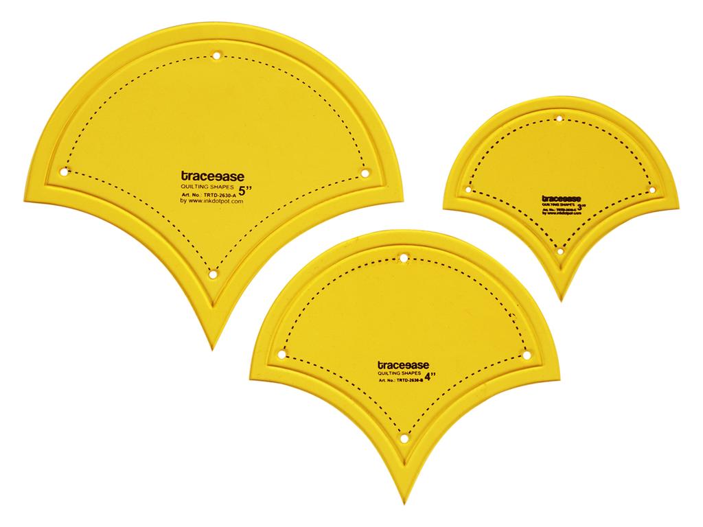 Traceease Clam Shell Quilting Template Stencils Set Of 3, 3"/4"/5" Inches DIY Sewing Quilt Patchwork Templates for Quilting-2M