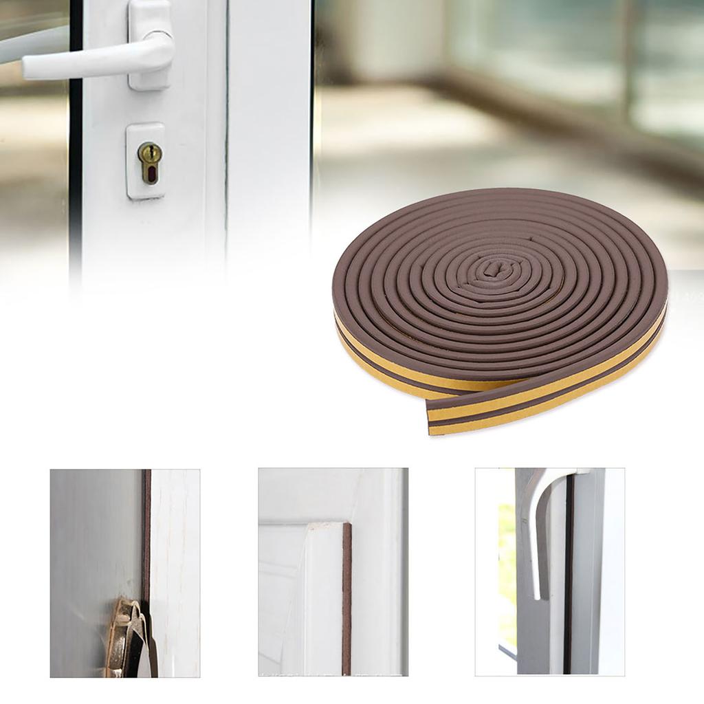 5 Metrów 9*6mm Samoprzylepna Uszczelka Gumowa Izolacyjna Akustyczna do Drzwi Okien (brązowy)