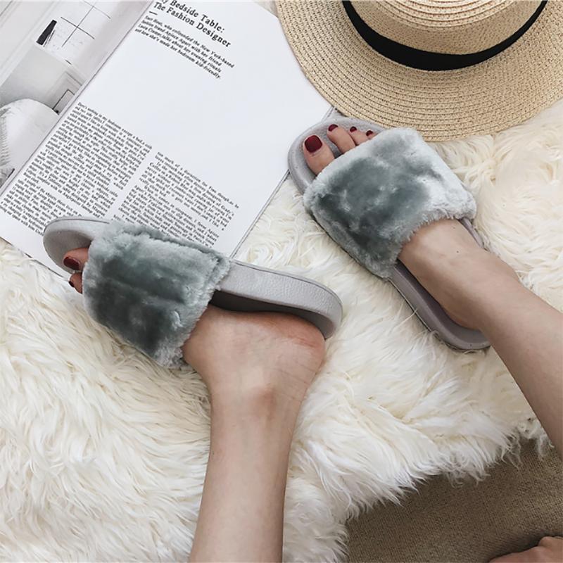 Luxurious Fluffy Fur Slip On Sandals For Women Perfect Summer Mules Shoes