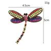 Bronze Dragonfly Brooch with Multicolor Rhinestones - Retro European and American Style