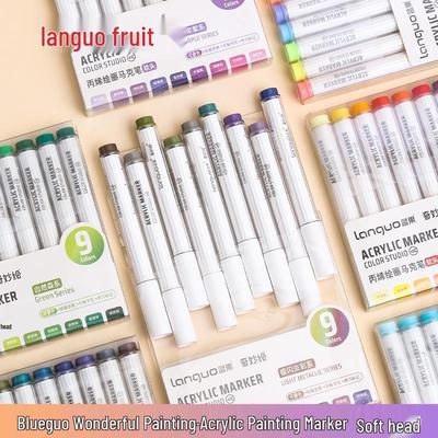 Blue Fruit M510 Acrylmarker-Set mit weicher Spitze - 9 Farben für Kunst, Malerei und Graffiti