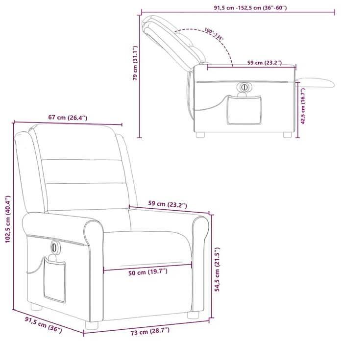 VidaXL Fauteuil de massage inclinable électrique gris nuage tissu 3303313