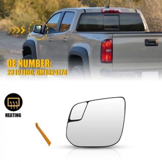 Mirror Glass For 2017- Chevrolet Colorado ZR2 2017- GMC Canyon Left Side