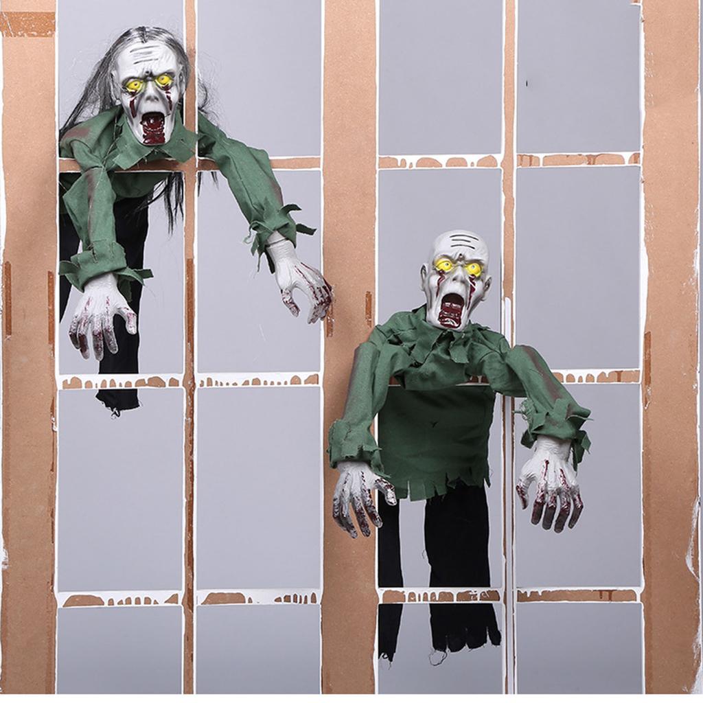 Halloween Electric Crawling Zombie Decoration — Sound-activated Design Featuring Glowing Eyes a Moving Torso and Terrifying Sound Effects