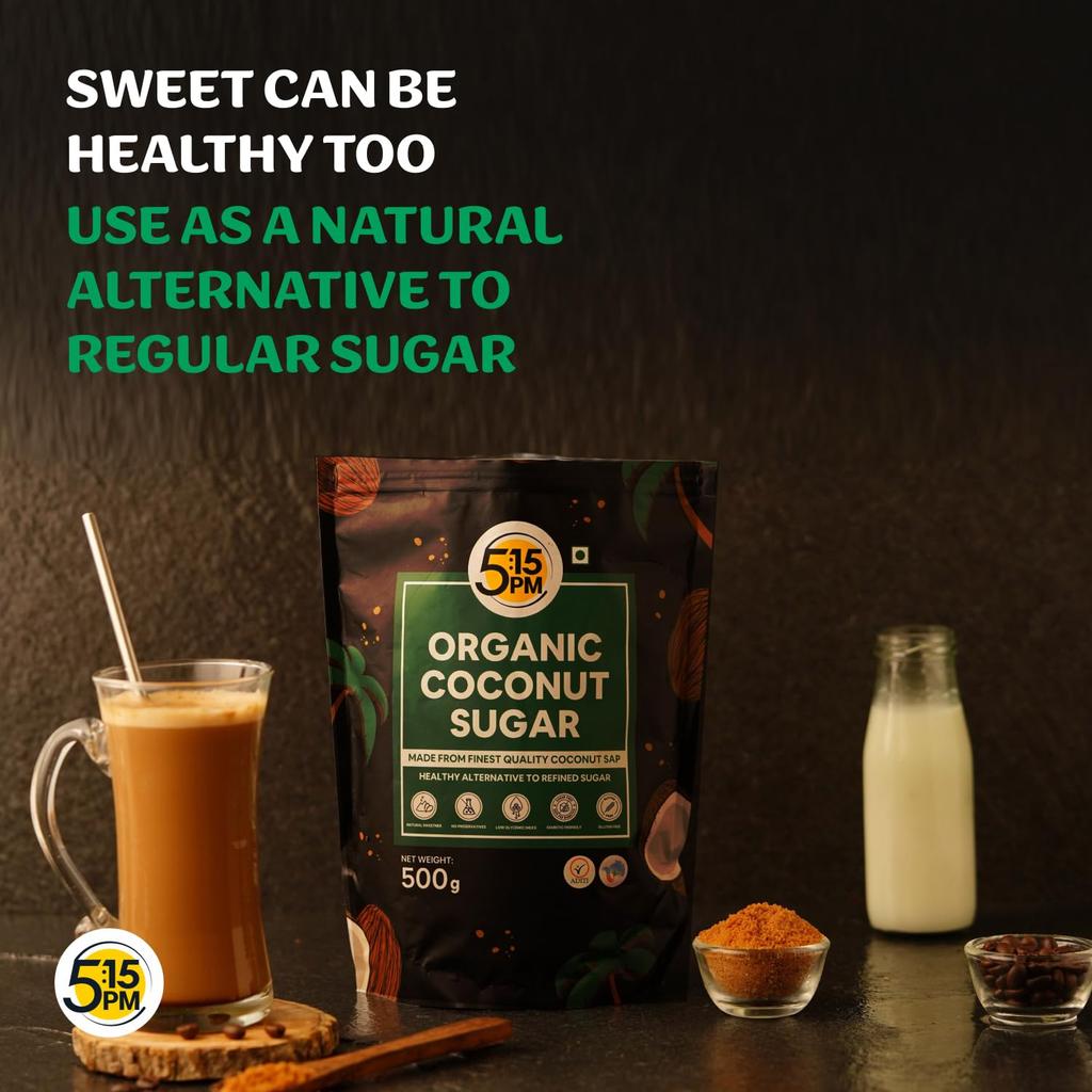 5:15PM Organic Coconut Sugar 500 G Unrefined Natural Sweetener For Baking Cooking Drinks Organic Natural Palm Sugar