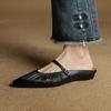 Fashion 2025 New Summer Women Mules Genuine Leather Shoes for Women Pointed Toe Low Heel Shoes Cover Toe Slingback Slippers Modern