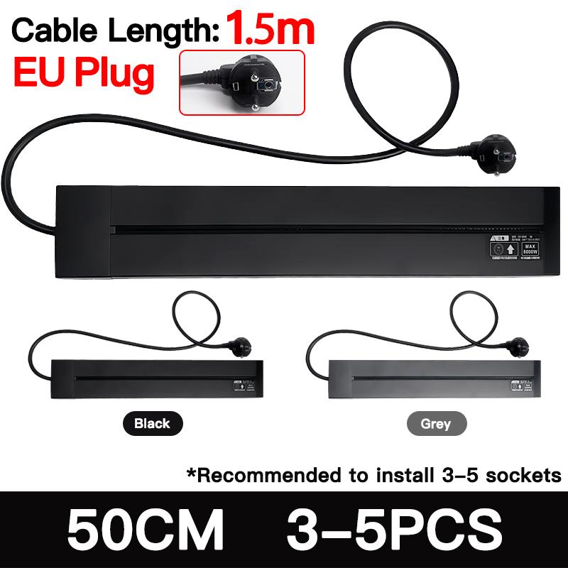 Wall Power Track socket US EU UK standard office Wall electric sockets 40cm 50cm plugs adapters Grey Black USB Type c Ports