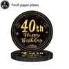 Adult 30/40/50/60th Birthday Decorations Party Plates Napkin Cup Black and Gold 30th 40th 50th 60th Birthday Party for Men Women