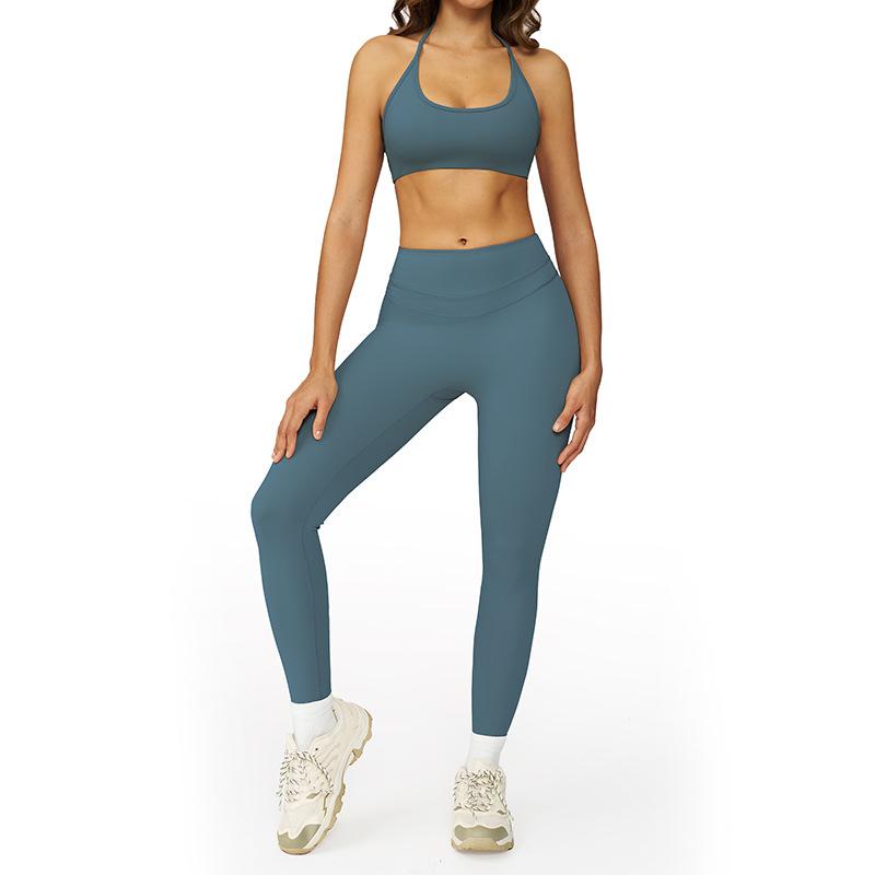 JYL Quick Dry Brushed Yoga Set Hollow Back High Waist Outfit