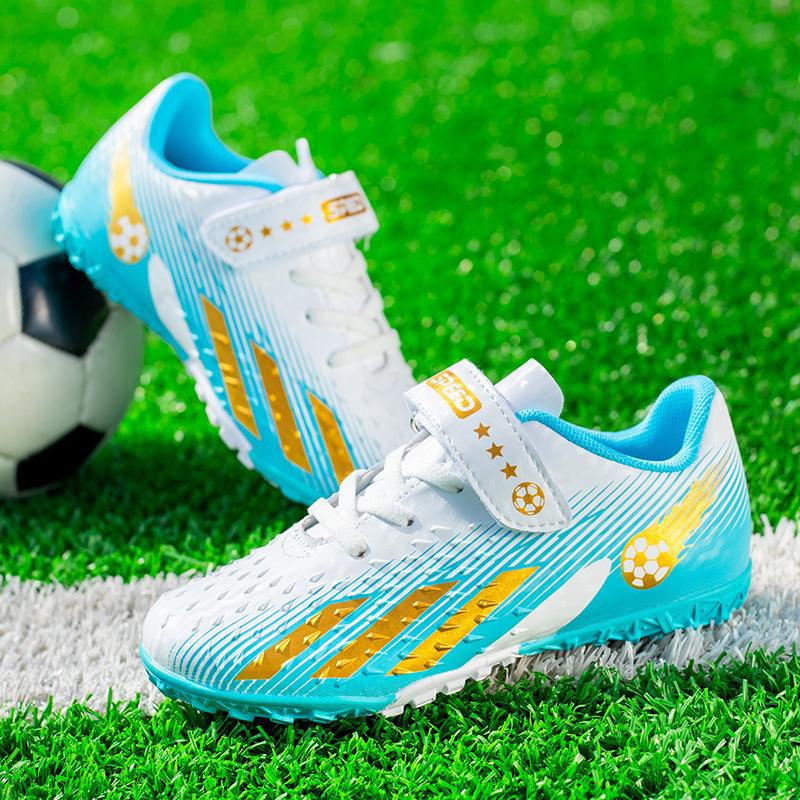 Children's football shoes boys and girls low-top leather surface broken nail sneakers artificial grass game training sneakers