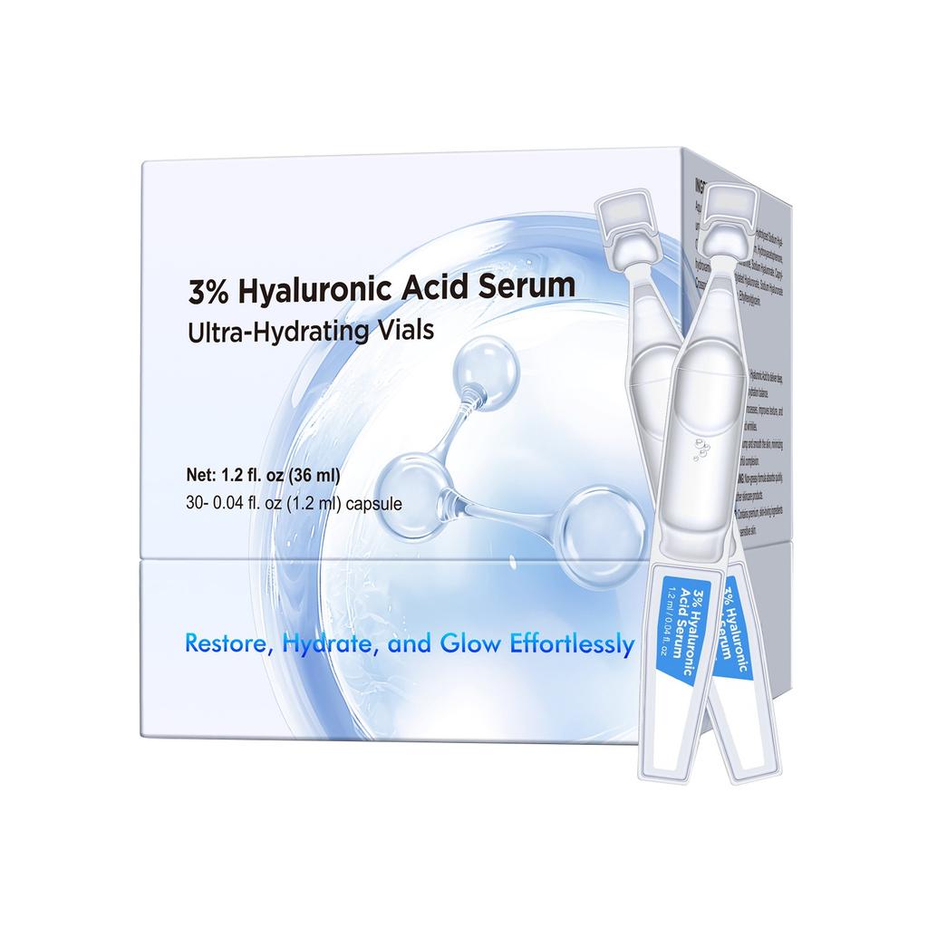 Hyaluronserum Ultra Feuchtigkeitsspendende Ampulle, Ultra Feuchtigkeitsspendendes Serum Hyaluron Feuchtigkeitsspendendes Gesichtsserum(1.2ML*30