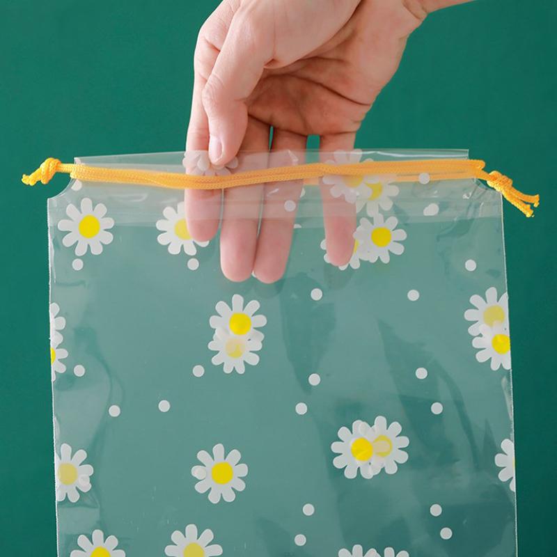 10PCS Drawstring Waterproof Clothes Shoes Storage Bags EVA Daisy Pattern Packaging Organizer Waterproof Makeup Toiletry Bags
