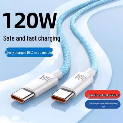 Dual Type-C 120W Fast Charging PD Cable for Apple 15/16 & Huawei Laptops