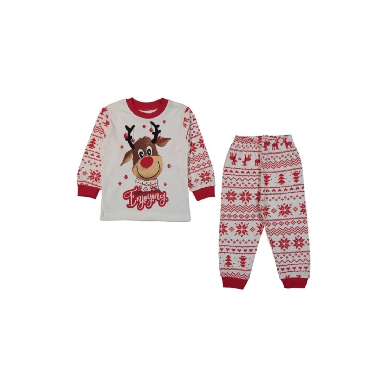 

Children s Pajama Set With Deer New Year Concept 2 YAŞ красный