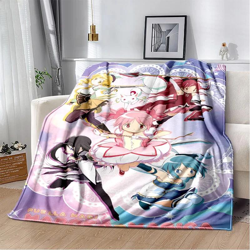 Karikatür Puella Magi Madoka Magica Battaniye, Yumuşak Atmak Battaniye Ev Yatak Odası Yatak Kanepe Piknik Seyahat Ofis Kapak Battaniye Çocuklar için