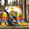 1pc Leopard Print Throw Blanket Polyester Fiber, Lightweight Flannel, Soft & Warm, All Season Use for Outdoor, Camping Digital Print
