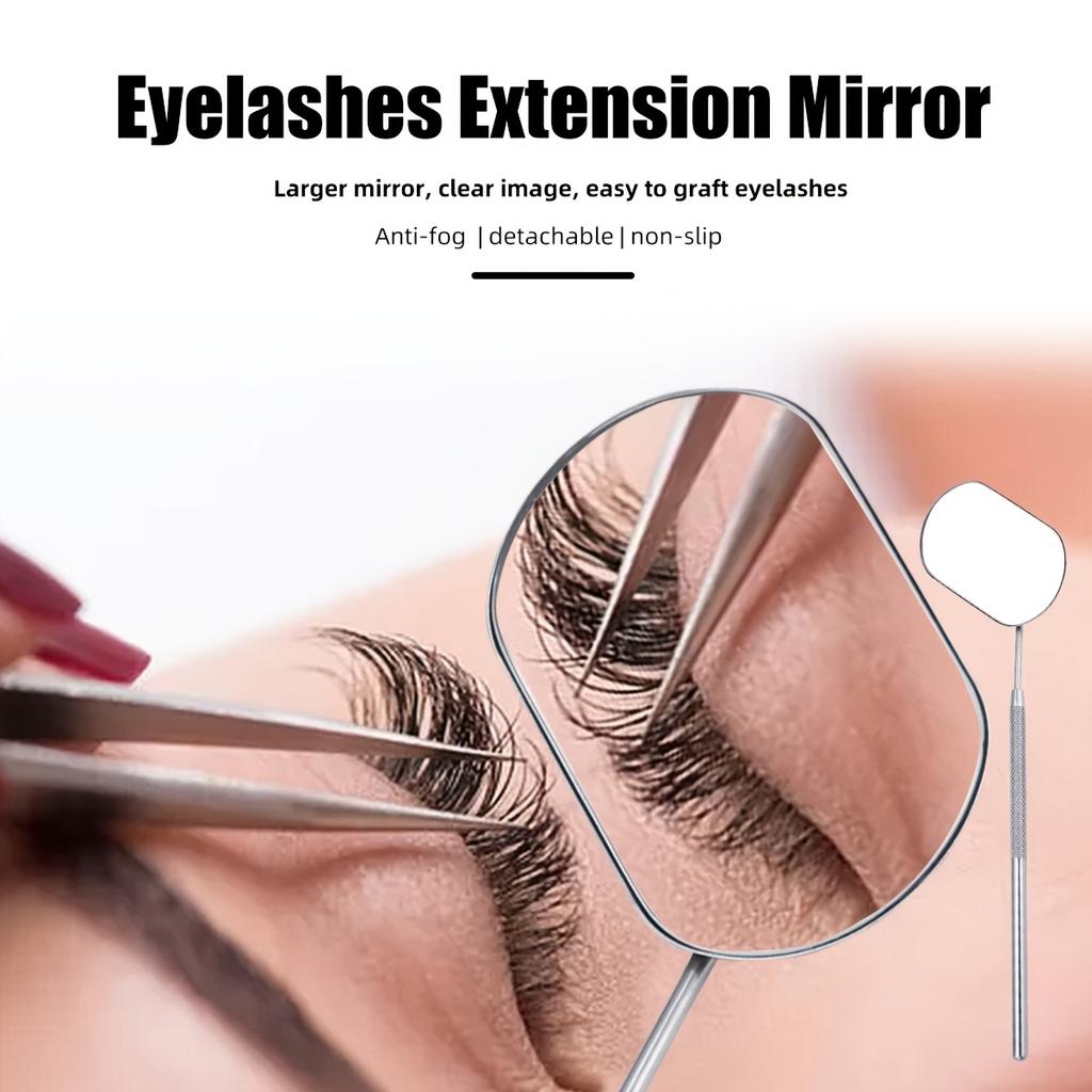 1pc Stainless Steel Makeup Mirror for Eyelash Extensions, Portable Handheld Mirror with Detachable Design, Polished Finish, Flower-Themed Frame