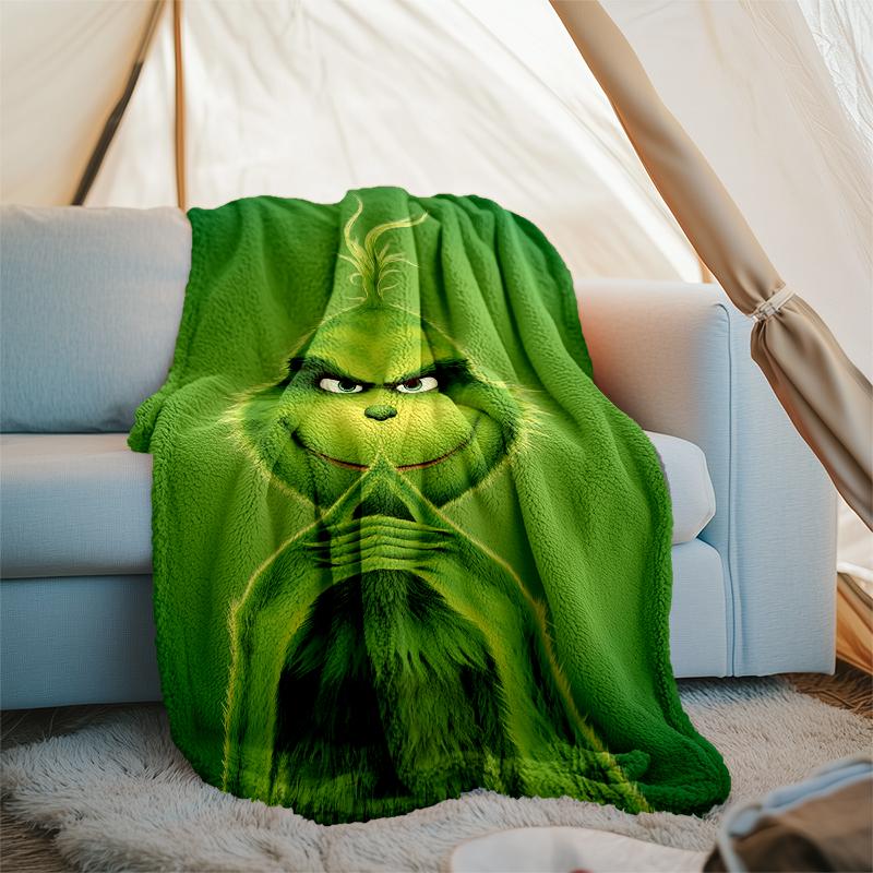 Grinch-Thema Bedruckte Decke Perfekt für Sofa Bett Reisen Außenbereich Maschinenwaschbar Gemütlich Langlebig
