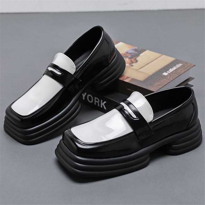 Moda Nuevos Zapatos Casuales para Hombre Negros Blancos Mixtos de Suela Gruesa con Aumento de Altura Mocasines con Correa de Monje Masculinos Tenis Masculino Zapatos Hombre