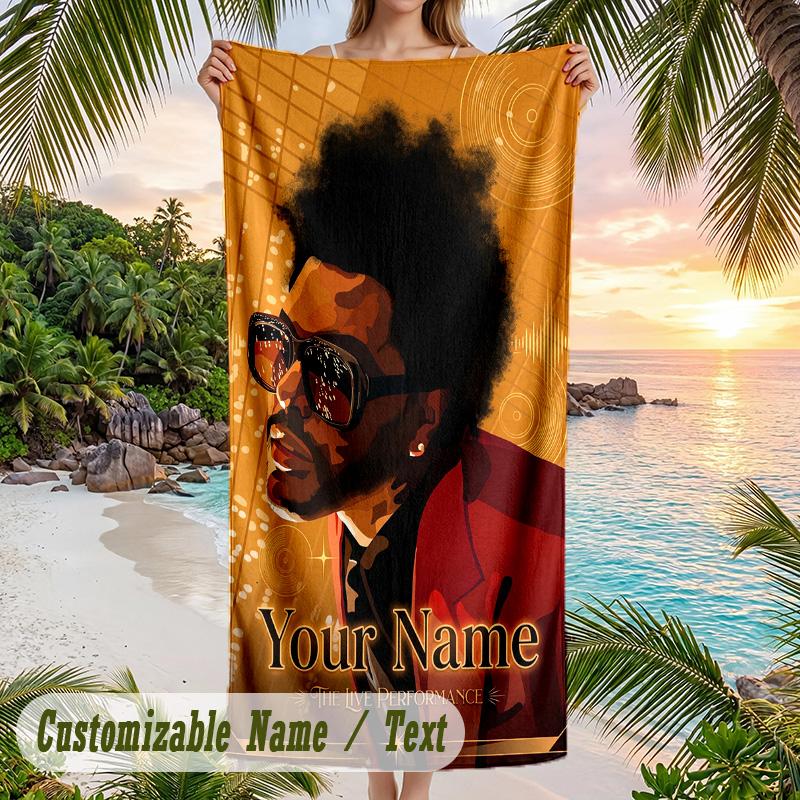 The Weeknd Beach Towel, Personalized Custom Name Text, Quick Dry Large Absorbent Towel For Beach Pool