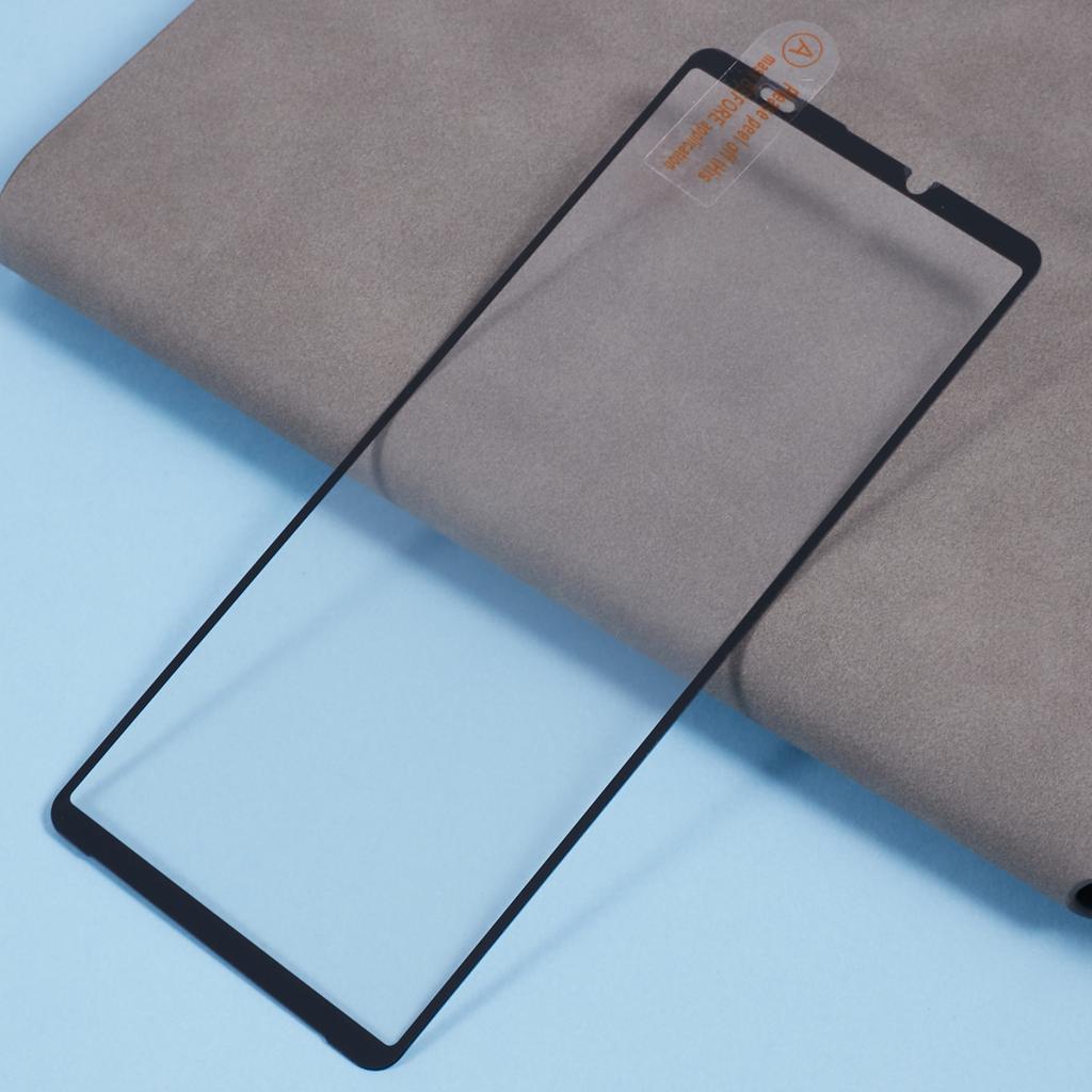For Sony Xperia 10 VI Tempered Glass Electroplating Anti-Fingerprint Silk Printing Full Glue Screen Protector