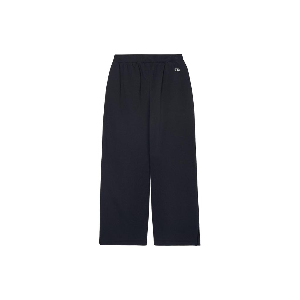MLB SS24 New York Yankees Logo Pattern Drawstring Straight Leg Casual Pants Women bottoms Black 3FPTB0341-50BKS