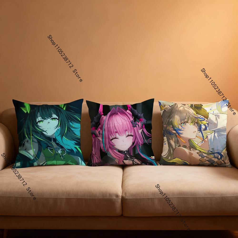 Game Tomorrow Ark A-Arknights Anime Pillow Case Anti-dustmite Pillowcase Invisible zipper silky short plush Sofa cushion cover