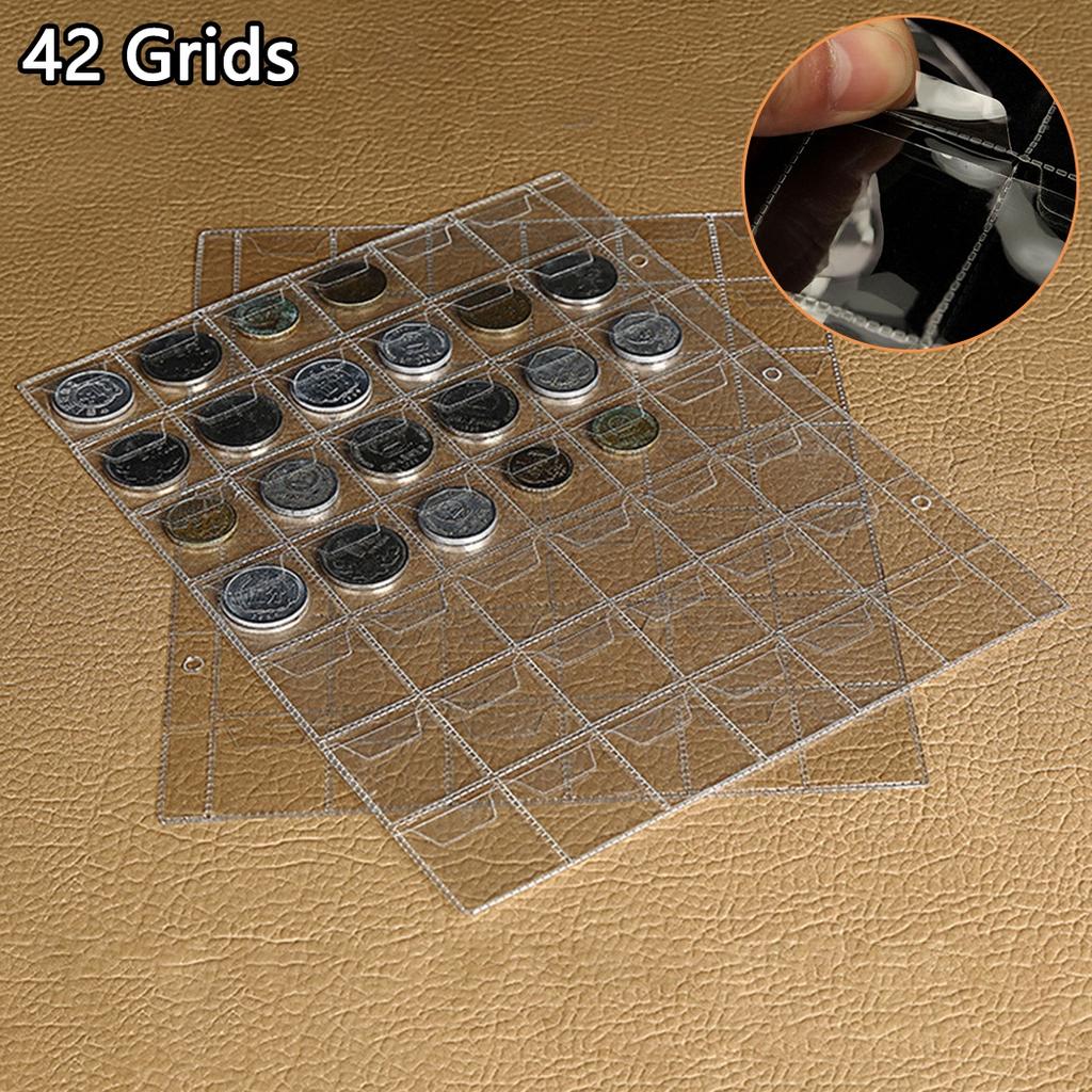Coin Collection Storage 10 Clear Plastic Wallet Sheets 42 Pocket Holders
