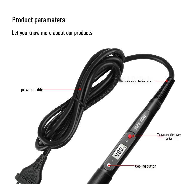 80W Digital Display Adjustable Temperature Soldering Iron for Household Use - Internal Heating & Constant Temperature.
