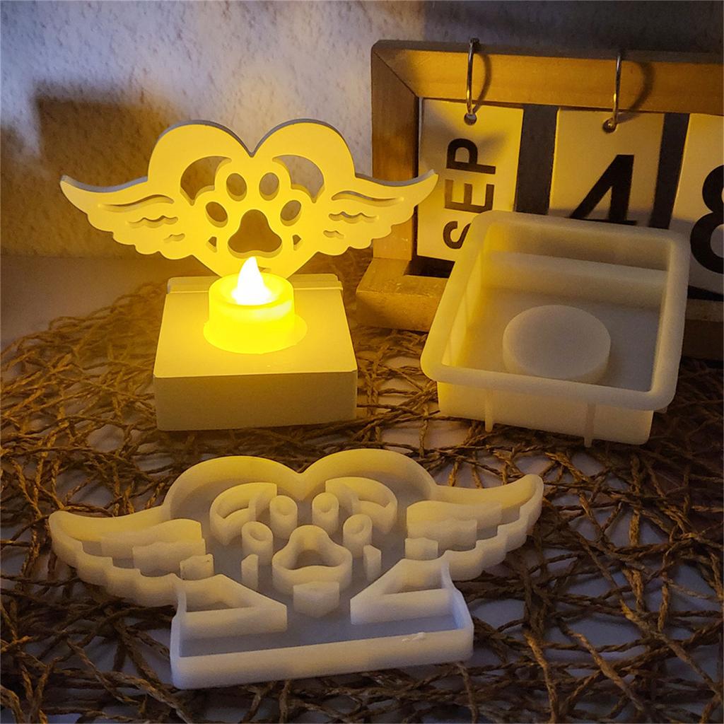Gypsum Candlestick Silicone Mold Candle Base Mould Heart Angel Wing Candle Holder Mold Home Desktop Decorations Mould