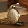 Vintage Bronze Watch Roman Scale Display Design Quartz Pocket Masculino Relogio Pendant Necklace Chain Leisure Men's Gift Clock
