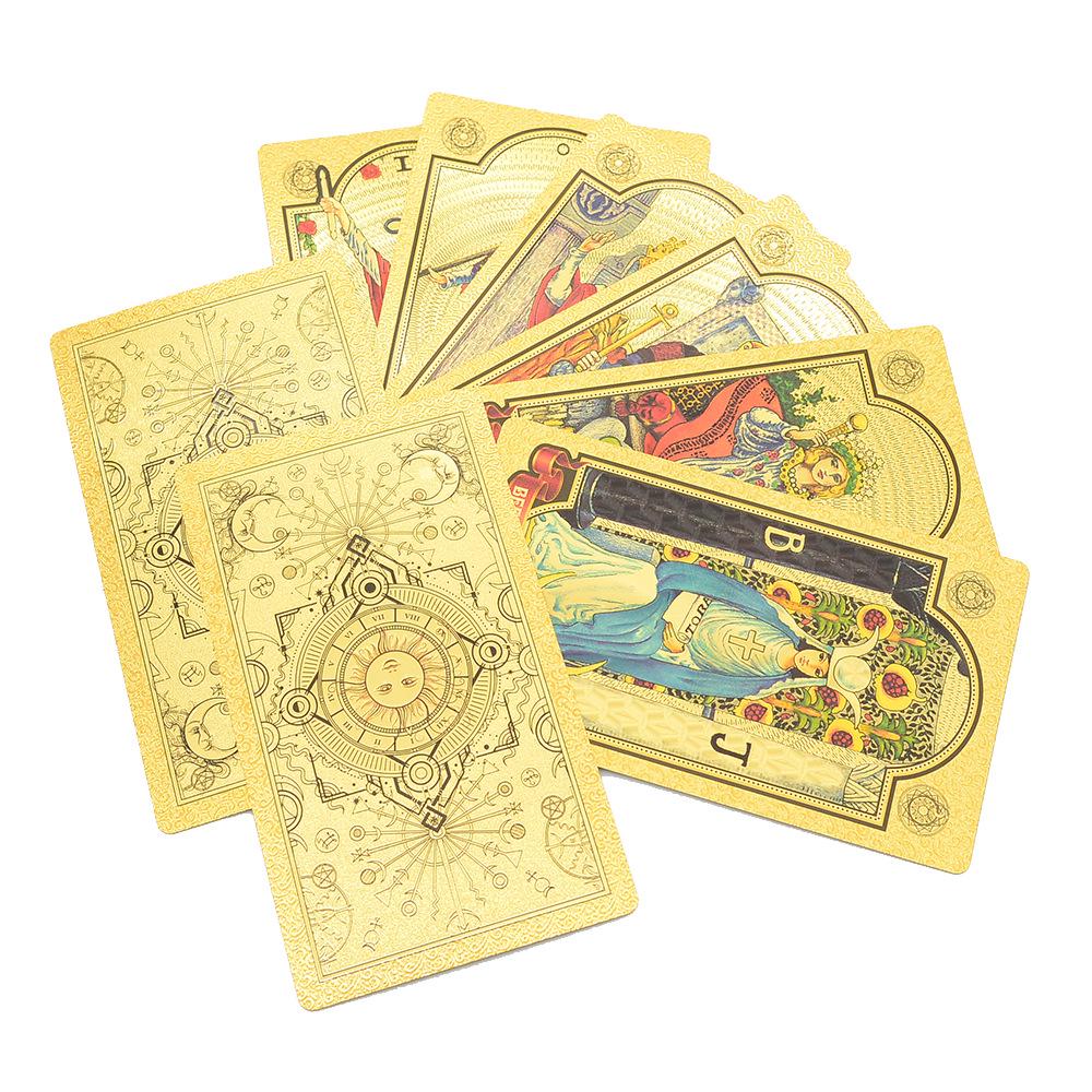 Russian Tarot Card Set: Gold Foil PVC, Waterproof with Instruction Manual