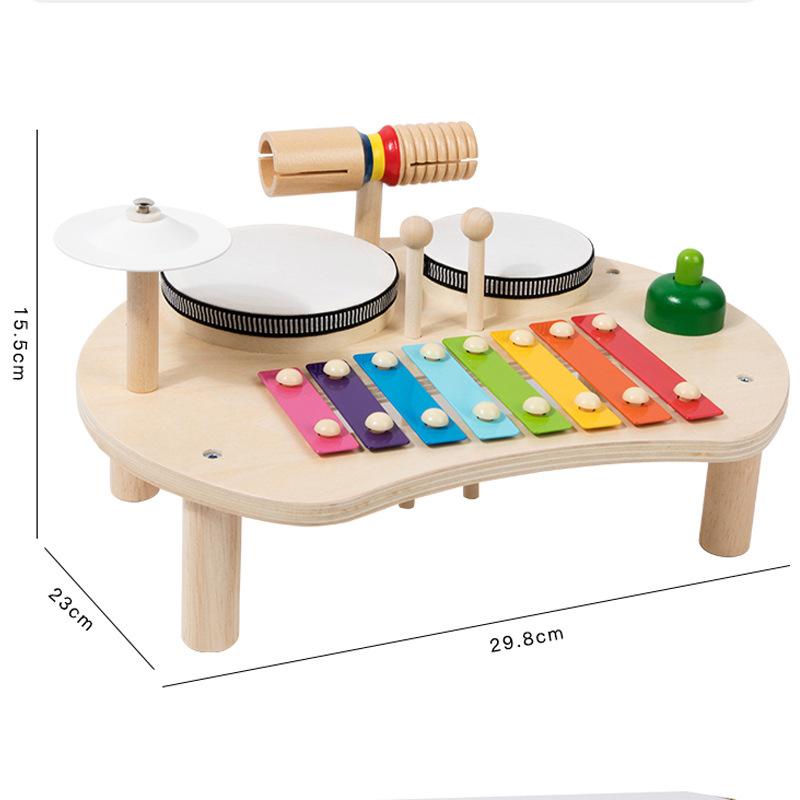 Holz Xylophon Schlagzeug Musik Tisch Spielzeug für Baby Montessori Kleinkinder Musikinstrumente Spielzeug Trommel Schlaginstrumente Spielzeug